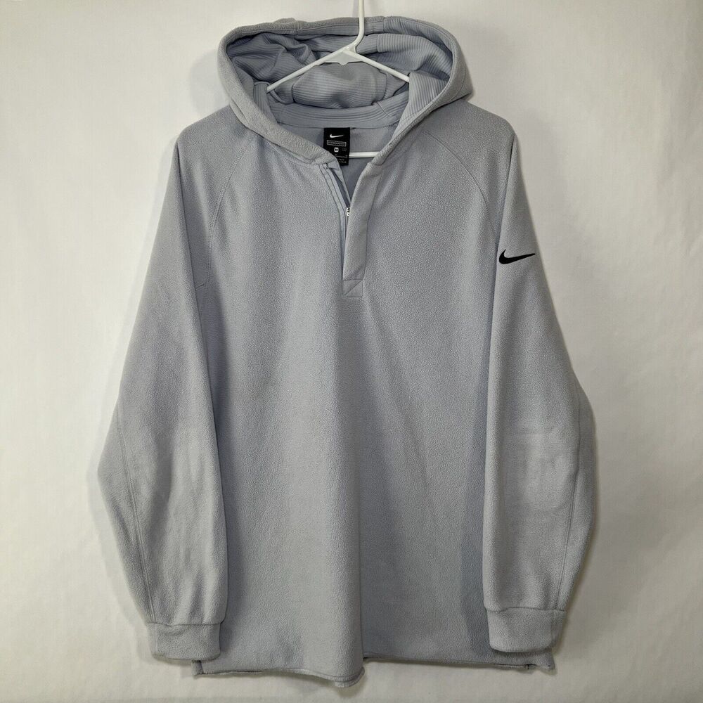 Nike Light Gray Fleece 1/4 Zip Pullover Hoodie L